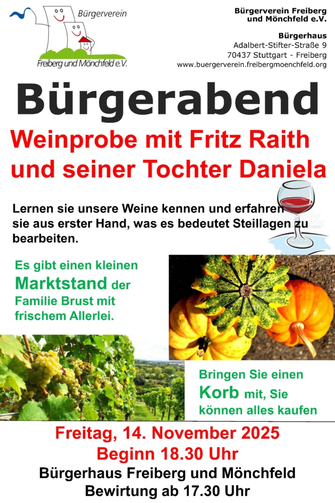 Plakat - Bürgerabend-Weinprobe 14.11.25